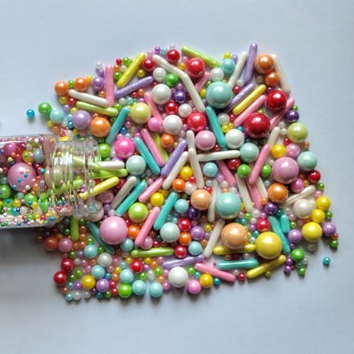 Edible Sprinkles Rainbow Pearl Sugar Candy Mix Size Baking Cake Decorations Cupcake Toppers Cookie Decorating Wedding Shower Party Valentine Halloween Christmas Supplies 100g/3.53oz