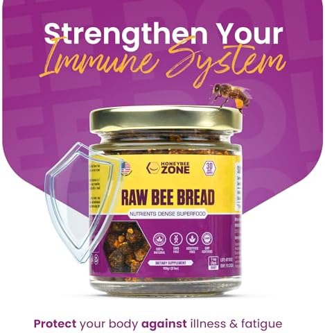 HONEYBEEZONE-Raw Bee Bread-Perga, Fermented Bee Pollen Superfood, Single Ingredient Food, Nutrient-Dense, Naturally Fermented, Non-GMO, Gluten-Free, 3.5 oz