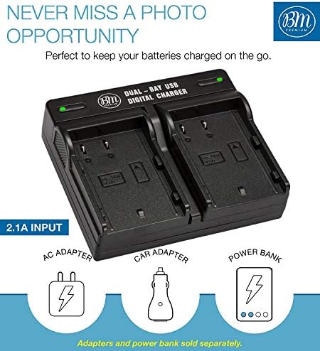 BM Premium 2 Pack of BLX-1 High Capacity Batteries and Dual Bay Battery Charger for Olympus OM System OM-1, OM-1 Mark II, OM-3, HLD-10 Cameras