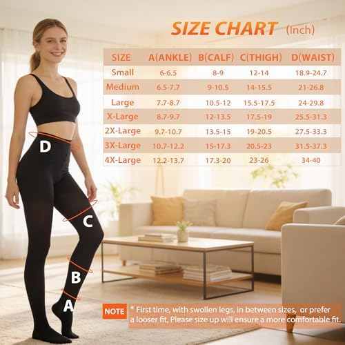 Medical Compression Pantyhose for Women and Men, 20-30 mmHg Compression Tights, Closed Toe, Graduated Support Hose High Waist Compression Stockings for Varicose Veins, Edema, DVT