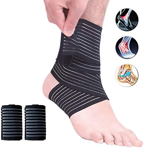 Ankle Brace Bandage, Elastic Breathable Compression Wrap Ankle Support Sleeves, Adjustable Ankle Support Brace Sleeve for Arthritis Reduce Swelling Basketball Sports Joint Pain Injury Recovery, 2 Pack