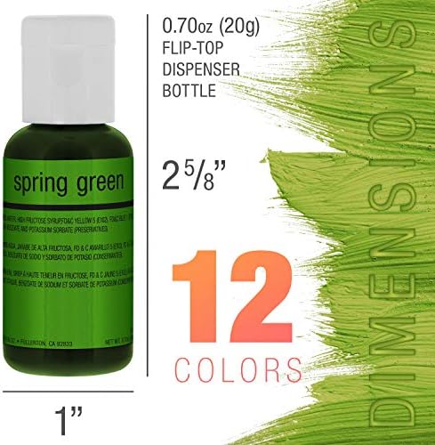 U.S. Cake Supply Airbrush Cake Color Set - The 12 Most Popular Colors in 0.64 fl. oz. (19ml) Bottles Made in the USA