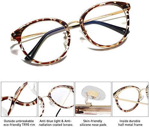 SOJOS Retro Round TR90 Blue Light Reading Glasses Womens Mens Readers Computer Glasses Eyewear Frame SJ9001