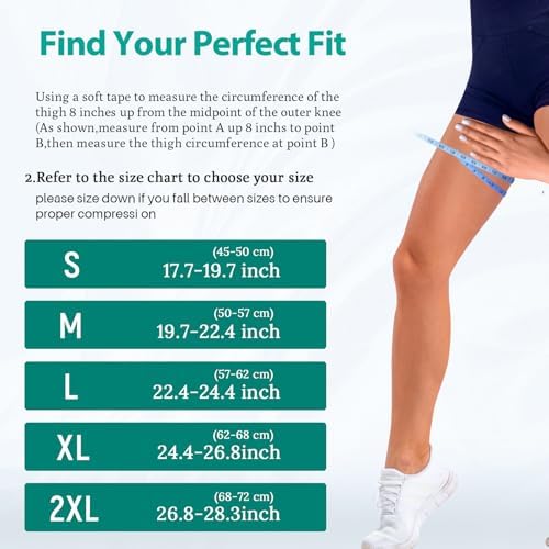Hamstring Compression Sleeve (Pair) – Copper Thigh Support for Women & Men Relieve Groin Pull (Black, Medium)