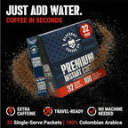 Blackout Coffee Colombian Arabica Instant Coffee – Medium Roast, Strong Aromatic, Single Serve Packets – Premium Quality 32 Count.