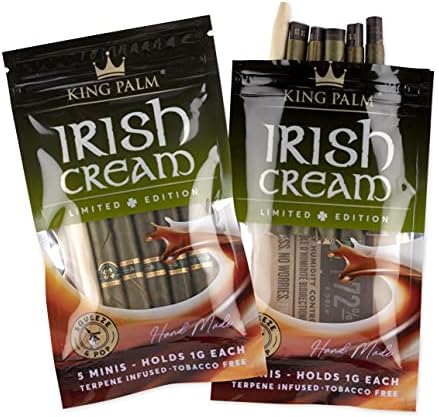 King Palm Flavors Cones Mini Size - 2 Packs, 10 Rolls - (Irish Cream) Organic Flavored Pre Rolled Cones - King Palm Flavors Pre Rolls
