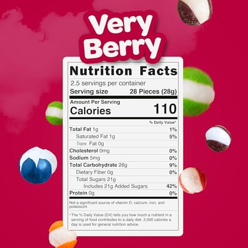 Freezy Peazy Freeze Dried Candy. Very Berry. Fruit Flavored Candy. Crispy Sweet & Tangy. No Melt Airy & Fun Snack with Bright Fruit Taste. Colorful Treat for All Ages. 2.5 oz (Pack of 6)