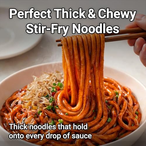 Nongshim Yaki Udon Hot & Spicy, Stir Fry Style Korean Inspired Noodles, Sweet and Spicy Sauce with Chewy Non Fried Noodles, Bold Flavor Noodle Dish, 8.64 oz (Pack of 10)