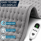 Heating Pad for Back Pain & Period Cramps Relief, 9 Heat Settings Electric Heating Pad for Neck & Shoulder, Auto Shut Off, Soft Machine Wash Fabric, Gifts for Mom, Women, 12''x24'', Gray