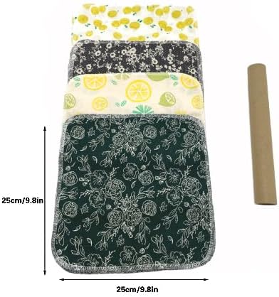 Reusable Paper Towel Rolls 20 Pack,Washable Napkin Cloth Value Set of 4 Colors 20 Pack of Paperless Towel-100% Cotton, Super Soft, Absorbent Made to Last (Lemon)