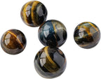 Natural Blue Yellow Tiger's Eye Healing Crystal Sphere Balls Quartz Gemstones Small Size Pack of 10 for Healing, Reiki, Home Office Decoration, Jewelry Making (Blue Tiger's Eye, 0.7"-0.78")