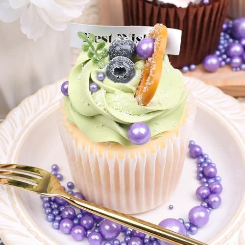 Purple Sprinkles for Cake Decorating, 130g/4.6oz Edible Purple Pearl Sprinkles Mix, Sugar Candy Pearls for Baking, Cookie Decorations and Cupcake Toppings, Wedding Party Halloween Supplies