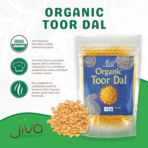 Jiva Organic Toor Dal Kori, Unoily, Madhi 4 Pound Bag - Indian Split Pigeon Peas - Non-GMO, Vegan