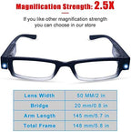 Reading Glasses with Light Magnifying Glasses with Light Led Magnifier Eyeglasses Nighttime Reader Frame Eyewear+2.5
