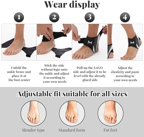 2PCS Ankle Brace Compression Support Stabilizer for Men Women, Ankle Support with Adjustable Wrap for Sports Training and Daily Activity
