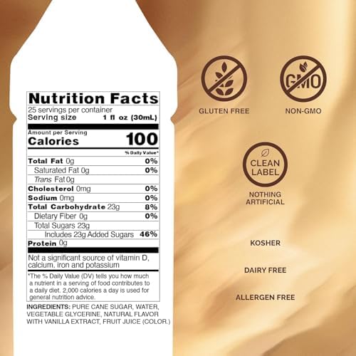 Monin - French Vanilla Syrup, Versatile Flavor, Natural Flavors, Great for Coffees, Cocktails, Shakes, and Kids Drinks, Non-GMO, Gluten-Free (750 ml)