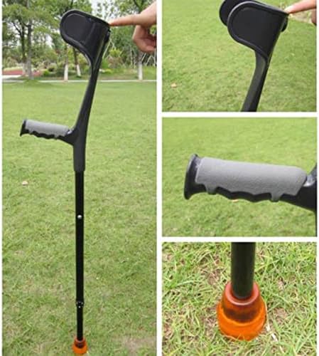 KADEUX Aluminum Adults Crutches, Folding Forearm Crutch Travel Elbow Crutches, Youth Crutches Portable Walker, Height Adjustable, Black (Color : Black)