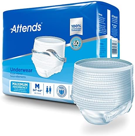 Attends Adult Absorbent Underwear, Medium [80 Count] - Maximum Absorbency for Men and Women - Disposable Pull-On Diapers with Tear-Away Sides and Breathable Waistband - AP0720