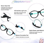 Kids Blue Light Blocking Glasses 2 Pack UV400 Protection Anti Blue Ray Computer Glasses for Boys Girls Age 3-12