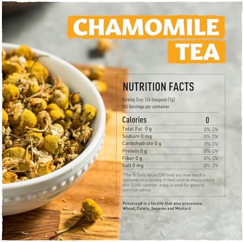 Eastanbul Chamomile Flowers Loose Dried, 3.5oz, Dried Chamomile Tea Loose Leaf, Flor de Manzanilla, Caffeine-Free Camomile Tea, Camomille Herb, Full Flavor, Vegan, Gluten Free