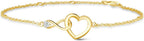 FANCIME Infinity Love Heart Necklace Bracelet 925 Sterling Sliver Gold Plated Dainty Simulated Diamond Jewelry Birthday Anniversary Mothers Day Gifts for Women Mom Her Wife Lady, Adjustable Chain