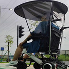 Universal Electric Wheelchair Sunshade Canopy Awning, Folding UV-Proof Rainproof Umbrella Canopy Cover,Adjustable Outdoor Umbrella Holder for Most Wheelchairs(Suit wheelchairs with Handles, Clear)