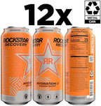 Rockstar Energy Drink with Caffeine Taurine and Electrolytes, Recovery Orange, 16 Fl Oz (Pack of 12)
