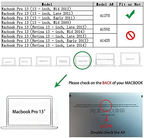 RUBAN Case Compatible with MacBook Pro 13 inch 2012 2011 2010 2009 Release A1278, Plastic Hard Case Shell and Keyboard Cover for Older Version MacBook Pro 13 Inch with CD-ROM - Crystal Clear