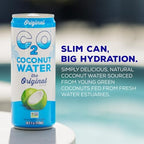 C2O - Coconut Water, The Original Flavor (15 Pack) - Made with Fresh Coconut Water - Plant Based - Non GMO - Canned Water - Natural Hydration, Electrolytes, & Potassium - 15 Cans, 10.5 FL OZ