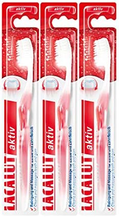 LACALUT Active Toothbrush, 3 toothbrushes, noticeably Clean Teeth with Micro-fine bristles, Effective Dental and Gum Care, Pack of 3