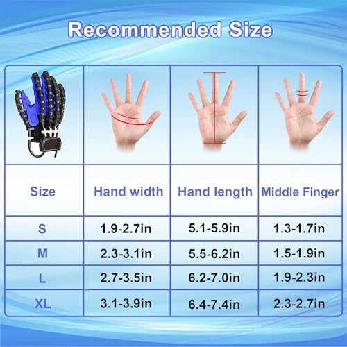 Hand Rehabilitation Robot Gloves,Stroke Hemiplegia Recovery Equipment,with USB Chargeable and Strength Adjustment(Left Hand-XL)