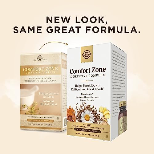 Solgar Comfort Zone Digestive Complex - 90 Vegetable Capsules - Enzymes to Support the Body’s Natural Digestive Process & Break Down Difficult-to-Digest Foods - Kosher - 90 Servings