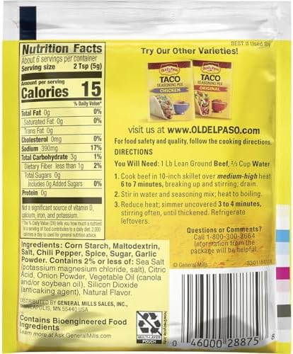 Old El Paso Hot & Spicy Taco Seasoning Mix, 1-Ounce Packages (Pack of 6)