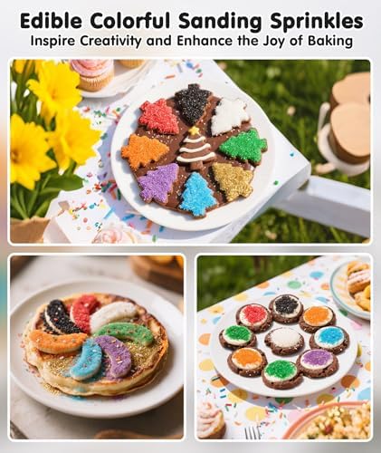 Edible Black Sprinkles for Cake Decorating,150g,Edible Sanding Sugar Crystals,Sprinkle Mix for Cookies,Donut,Ice Cream,Fondant Cake,Caramel Apples,Cupcakes,Desserts,Wedding Birthday Easter Party Supplies