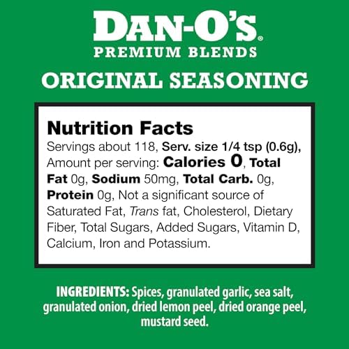 Dan-O's Original Seasoning, 2.5 oz Bottle, All Purpose Seasoning for Chicken, Turkey, Beef, Veggies and More, Sugar Free, Zero Calorie, Use this Spice Blend to Craft a Marinade, Dry Rub or Sauce