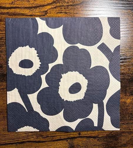 IHR Ideal Home Range - Paper Napkins Marimekko UNIKKO dark blue nature 20-Count 3-Ply Lunch Napkins 6.5 x 6.5 inches