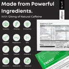 Natural Energy Drink Mix - 124mg Caffeine from Ginseng & Guarana | Sugar-Free, No Crash Pre-Workout Powder | B Vitamins, Magnesium & Zinc | Focus & Performance | Keto, Vegan | 25 Portions