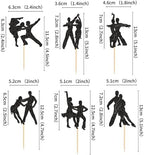 Ercadio 24 PCS Latin Dance Cupcake Toppers Black Glitter Adulthood Ceremony Dancing Girl Boy Cake Birthday Picks for Dancing Cake Dessert Muffin Toppers for Wedding Baby Shower Birthday Party