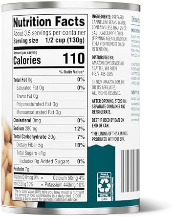 Amazon Grocery, Canned Cannellini Beans, 15.5 Oz
