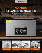 CREWORKS 10L Digital Ultrasonic Cleaner for Elongated Objects, 240W Professional Ultrasonic Parts Cleaner with Heater and Timer, 2.6 gal Lab Ultrasound Cleaner Machine for Gun Part Machine Auto Tool