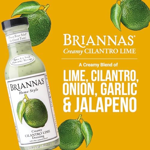 BRIANNAS - Home Style Creamy Cilantro Lime Dressing – Fine Salad Dressing made with Premium Ingredients - Gluten Free, Kosher, & Low Sugar - 12 oz. Bottle