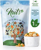 NUTS U.S. - Oriental Rice Crackers With Green Peas | Non-GMO and Cholesterol Free | Vegan | Soy and Chili Flavor | Crunchy Baked Snacks | Packed in Resealable Bag (1 LB)