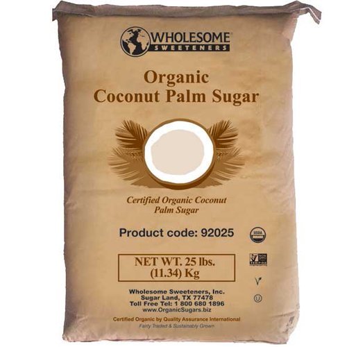 Wholesome Organic Coconut Palm Sugar, Unrefined, Non GMO & Gluten Free, 25 Pound (Pack of 1), (Packaging May Vary)
