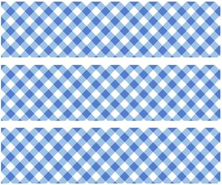 Blue Gingham Edible Cake Cupcake Border Strips Decorations (2.5x10 inch Strips (3))