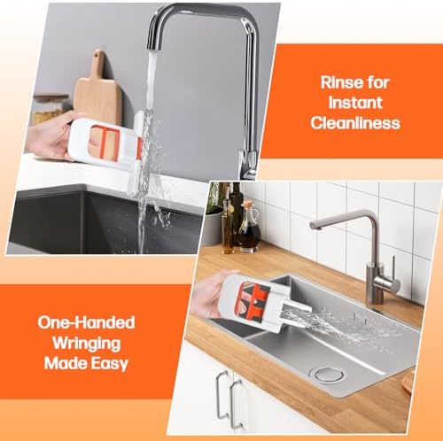 Mini Foldable Desktop Mop – Portable Versatile Wet & Dry Cleaning Sponge Mop for Home & Car – Ideal for Kitchen, Bathroom, Glass, Dining Table & More (Squeeze Handle+2 Sponge Head )