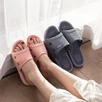 Massage Slippers Acupressure Foot Open Toe Reflexology Sandals Relief Neuropathy Arthritis Plantar Foot Pain Plantar Fasciitis Slippers Women Men Indoor Non-Slip for Bath Shower, Gray, 9-9.5