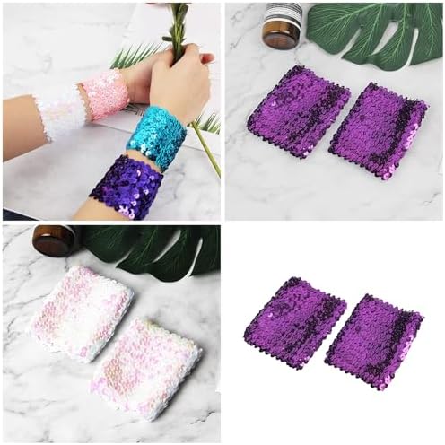 Stylish Stretchy Elastic Arm Sleeves Blingbling Sequins for Costume Women's Cuffs Arm Sleeve with Stunning Sequins, Approx.7x10cm/2.76x3.94'', Silver