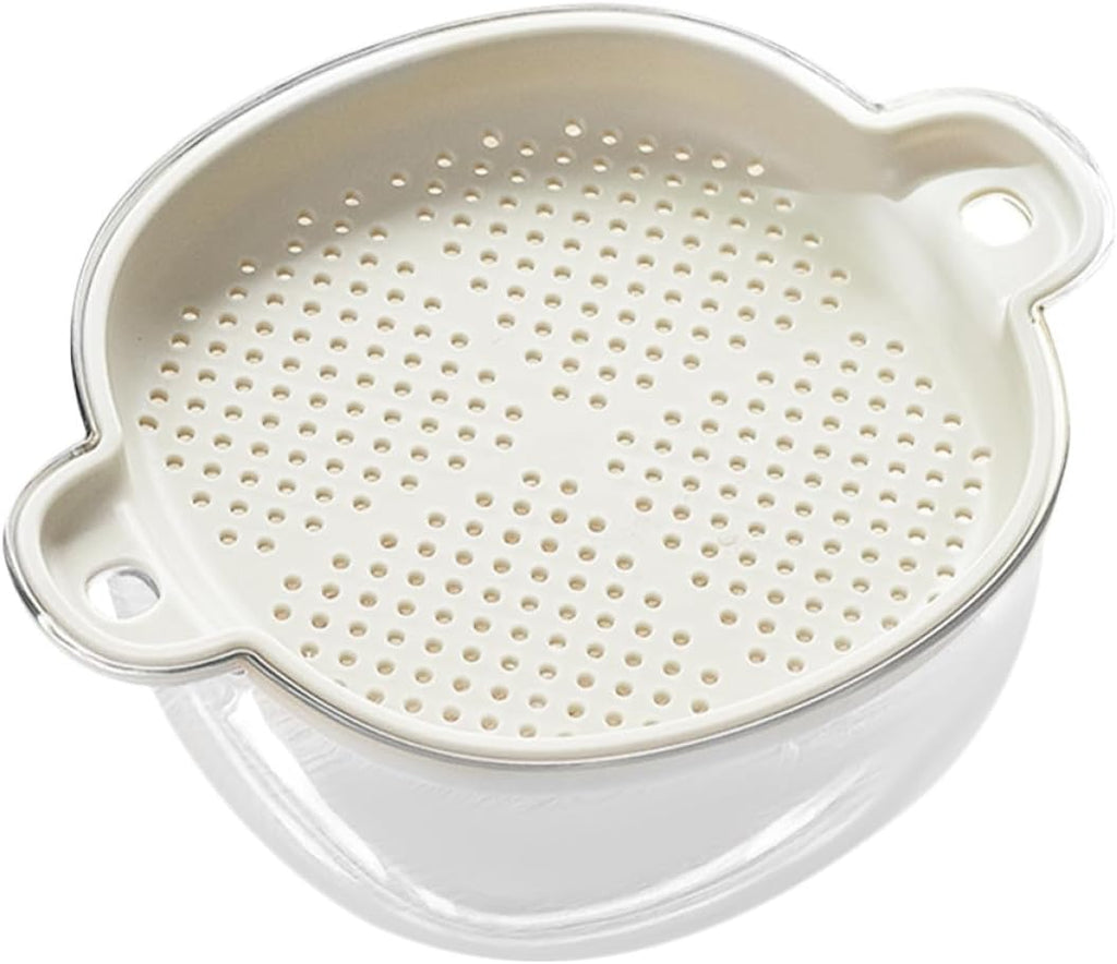 Zerodeko Double Layer Plastic Colander Strainer Basket, Kitchen Fruit Vegetable Washer with Drain, Stackable Food Strainer for Home Cooking and Pasta Washing