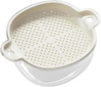 Zerodeko Double Layer Plastic Colander Strainer Basket, Kitchen Fruit Vegetable Washer with Drain, Stackable Food Strainer for Home Cooking and Pasta Washing