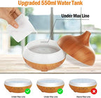 Aroma Diffuser for Essential Oils，550ml Aromatherapy Diffuser Ultrasonic Cool Mist Humidifier for Home with 7 Light Colors, 4 Timer Setting, Waterless Auto Off